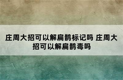 庄周大招可以解扁鹊标记吗 庄周大招可以解扁鹊毒吗